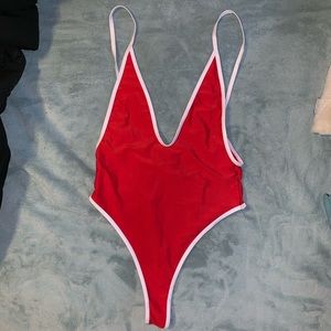 Red Hot Thong One Piece Swimsuit!!